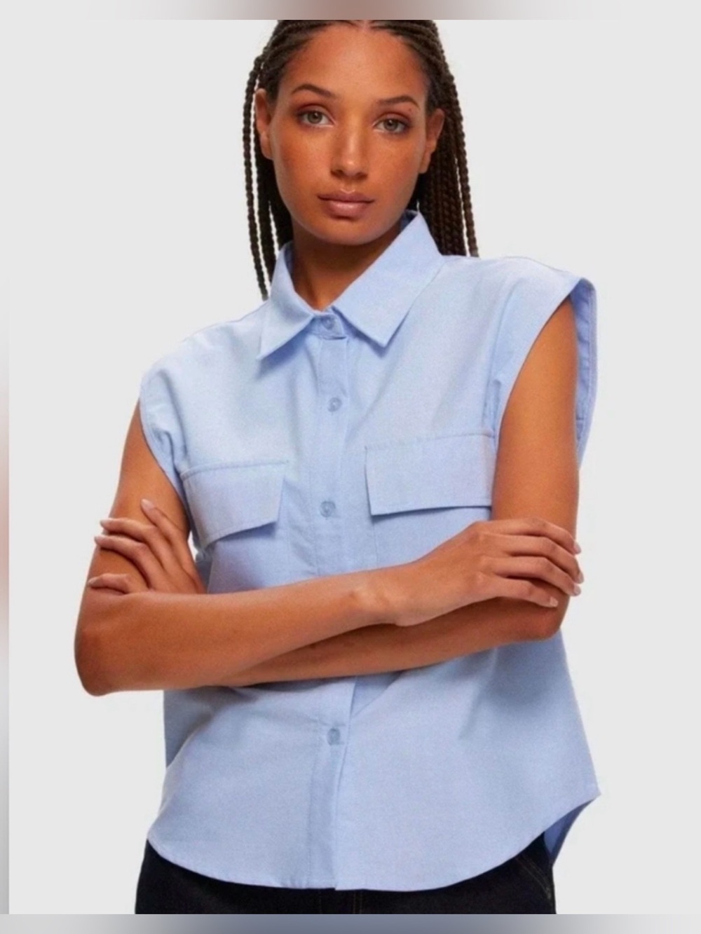 Kuwalla 100% Cotton Sleeveless Oxford Shirt, size medium.
